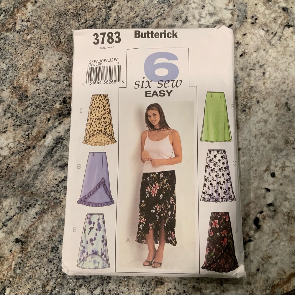 Butterick Pattern 3783 Women's Plus Sizes 6 Easy to Sew Skirts 28W, 30W, 32W